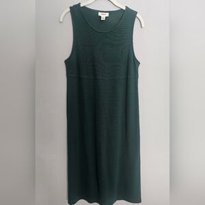 Vintage Talbots Midi Shift Dress Womens Petites S Green Knit Sleeveless USA Made